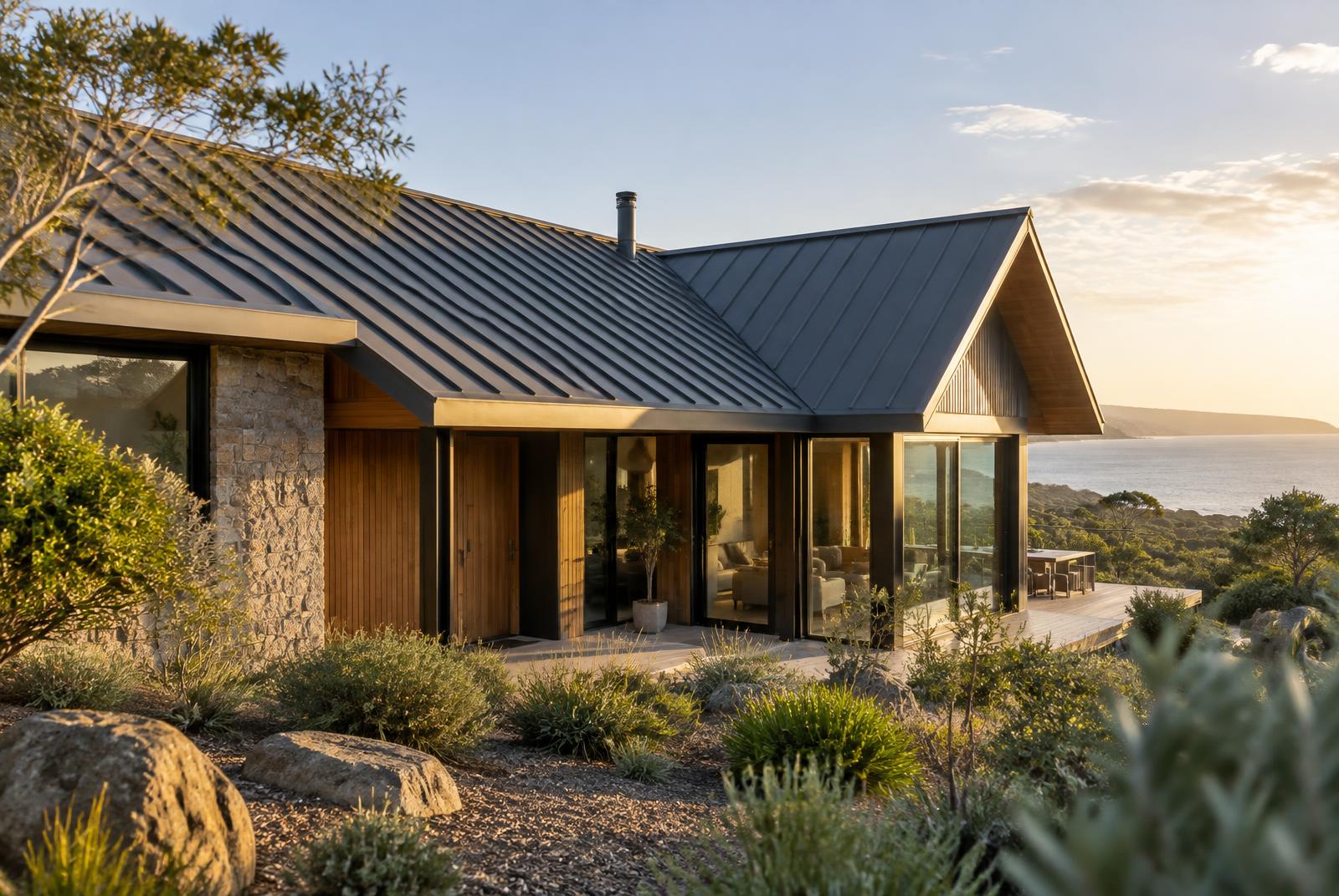 Illustrative architectural tile-to-tin conversion roof context